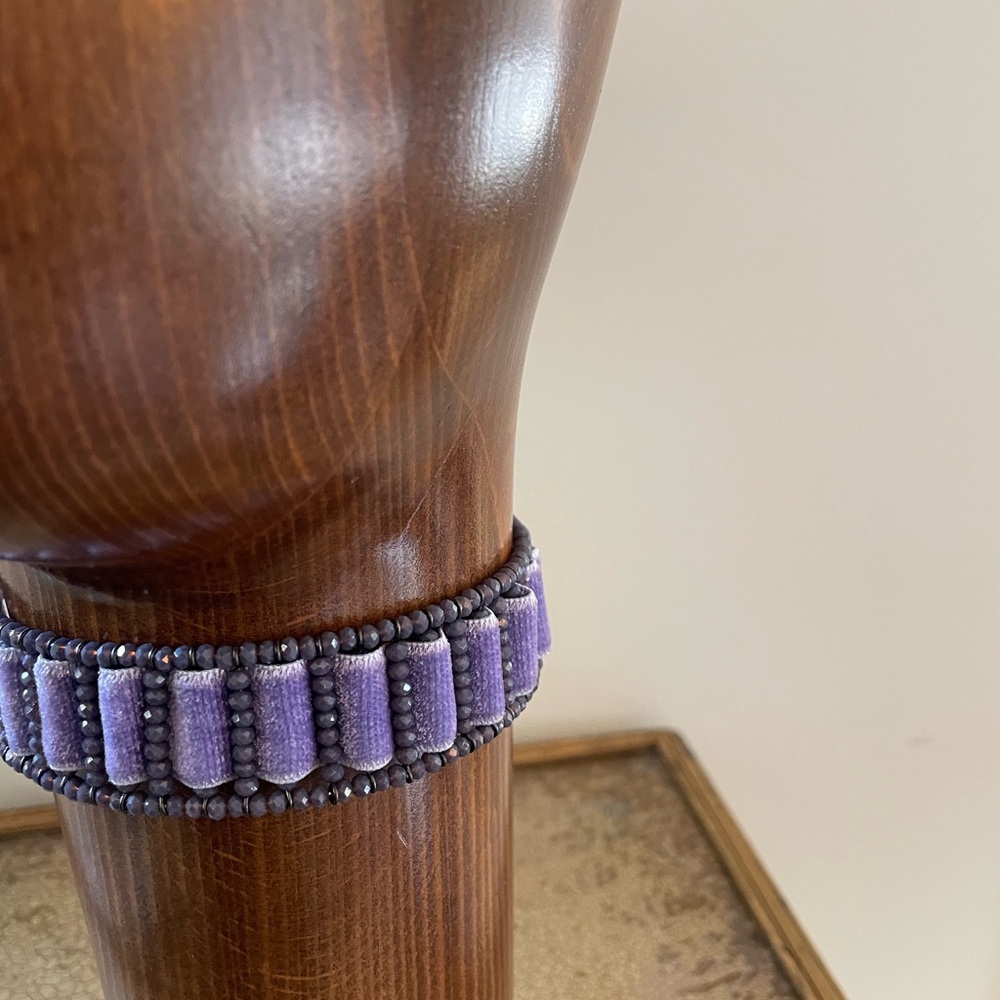 American Graffiti Purple Velvet and Swarovski Crystal Choker in Purple